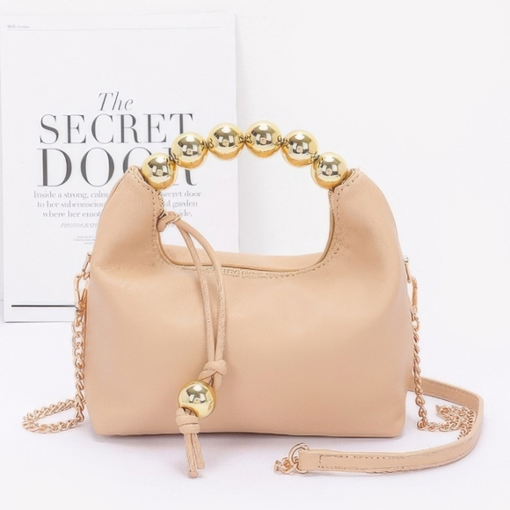 Elegant‎ Tan Handbag with Gold Accents